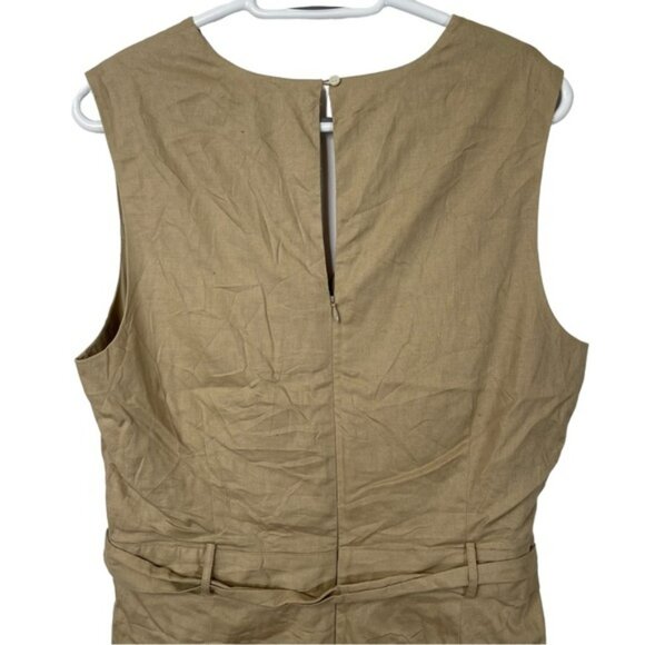 NWT Banana Republic Tan Linen Romper Short Safari Style Stretch V-Neck Size 14 - Picture 7 of 14